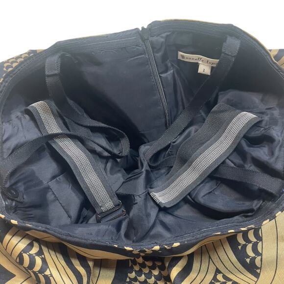 Nanette Lepore Black & Gold Beaded Linen Silk Indochine Dress Size 2 - Picture 8 of 15